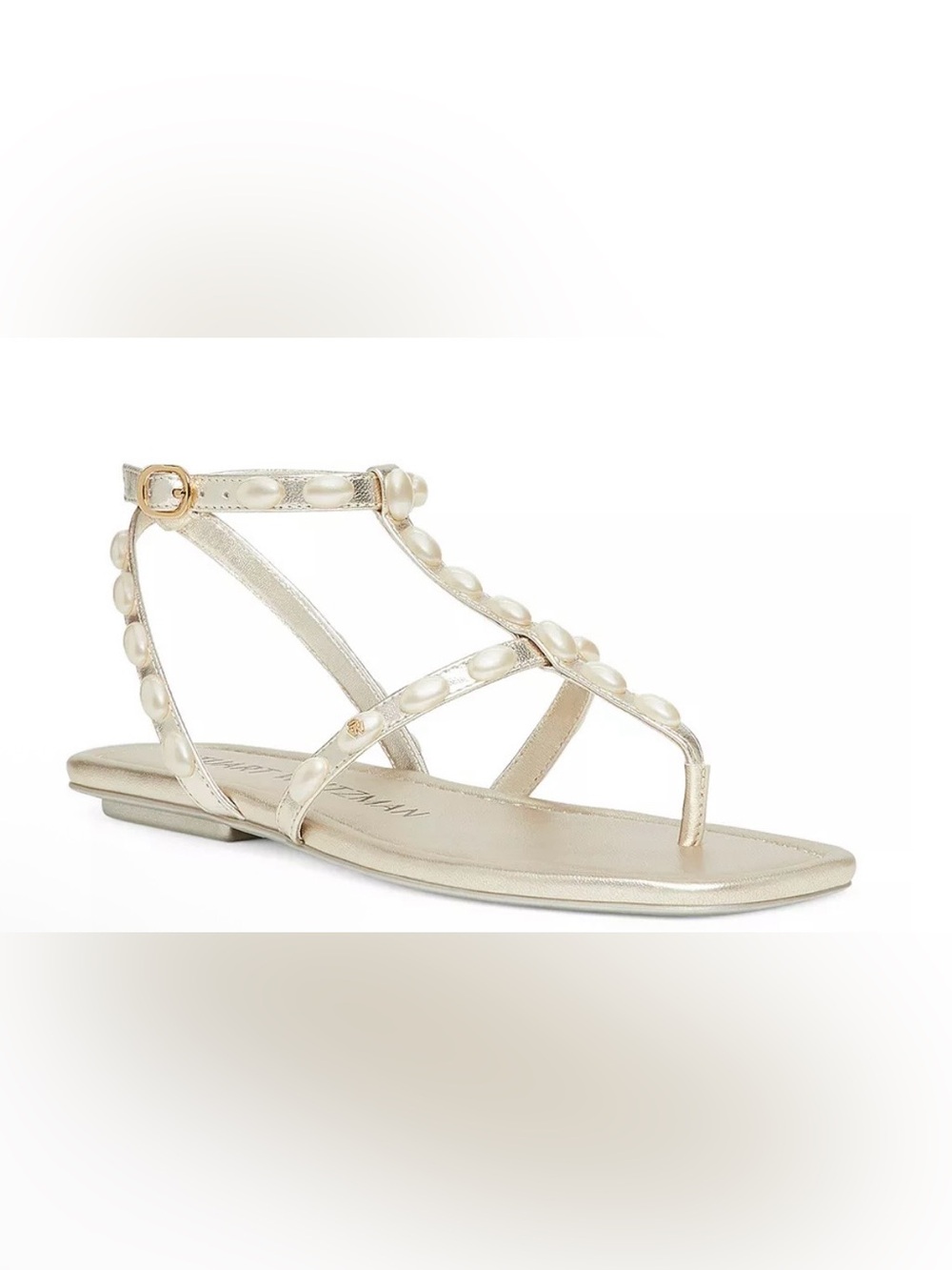NWOT Stuart Weitzman Women's Pearlita Strappy Embellished Flat Sandals